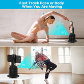 Automatic face tracking tripod, rechargeable face tracking phone holder, no app required, hands-free, 360° rotating instant shot tracking holder tripod for vlogging, live streaming, video calling